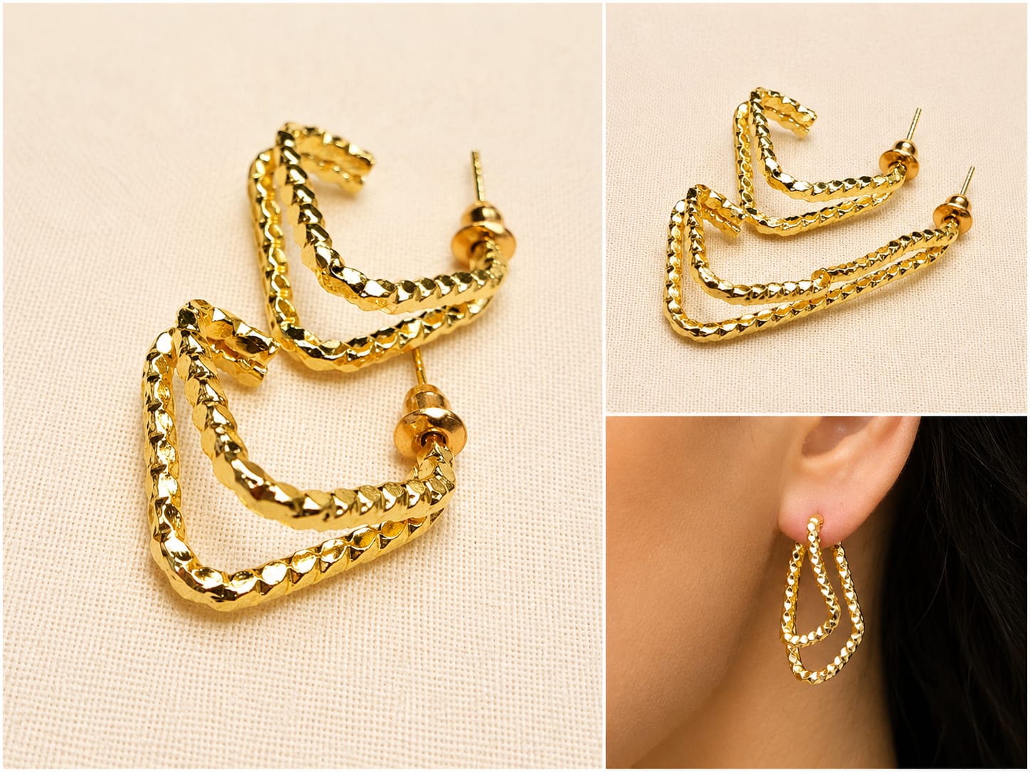 Elegant golden earhops