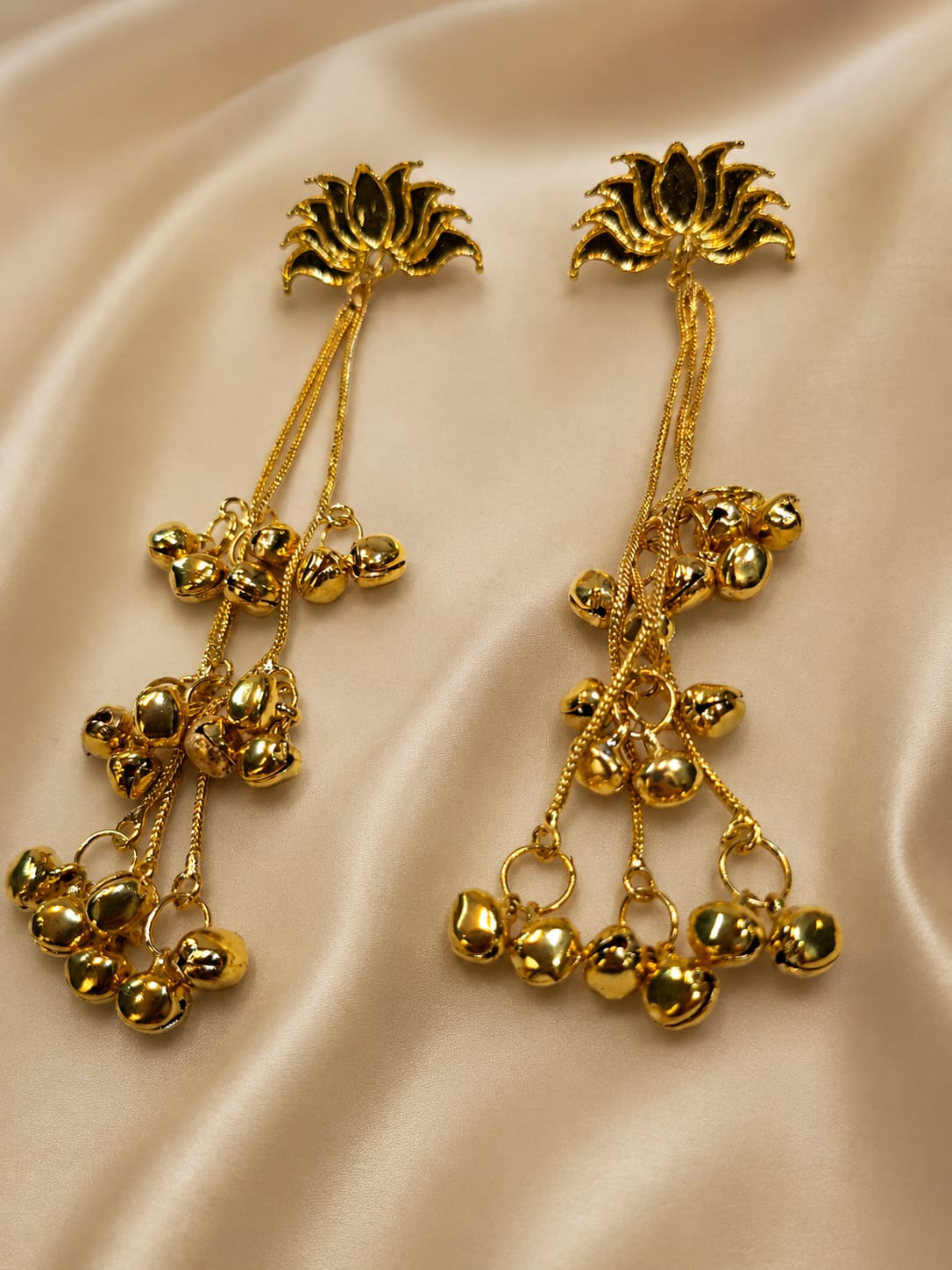 Classic gold lotus kashmiri danglers