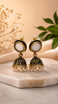 Opal Gold Oxidized Jhumkas