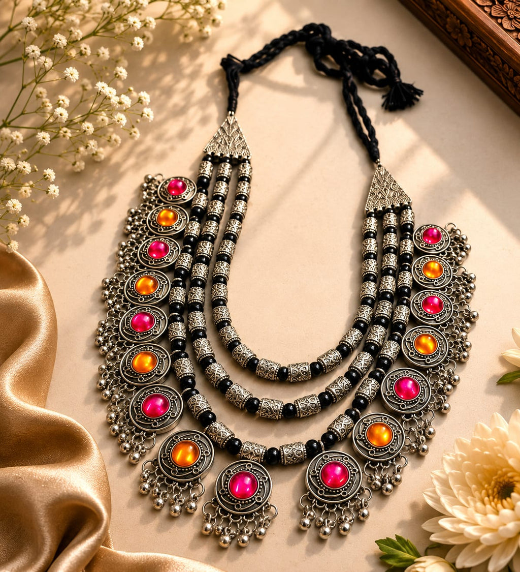 Multicolour Oxidised Statment Neckpeice