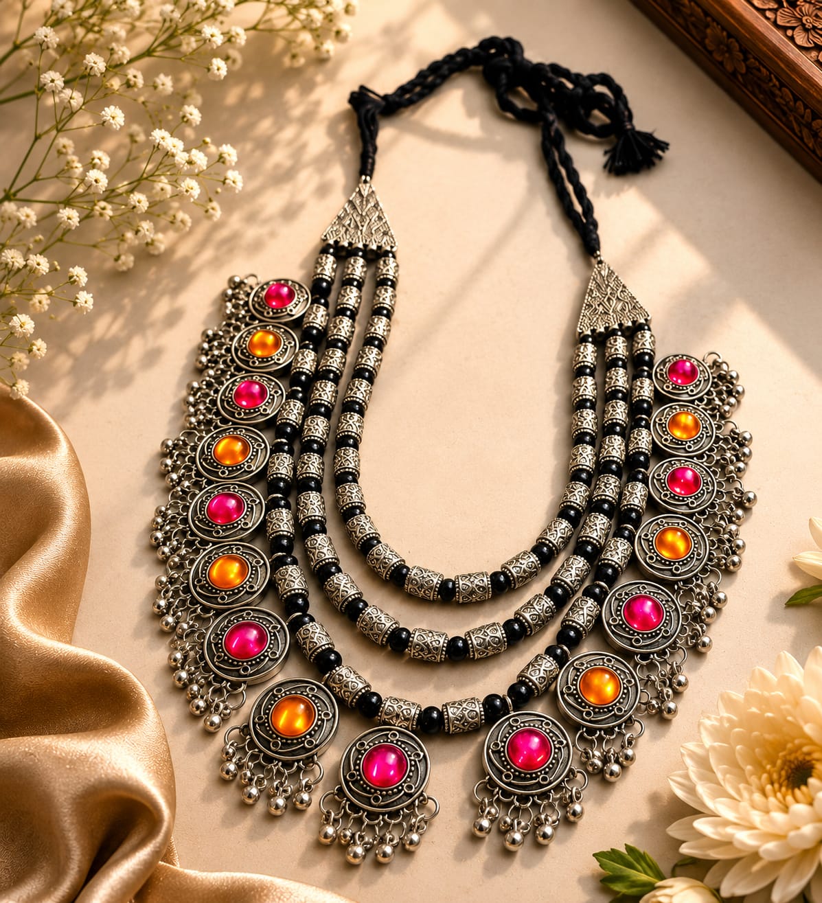 Multicolour Oxidised Statment Neckpeice