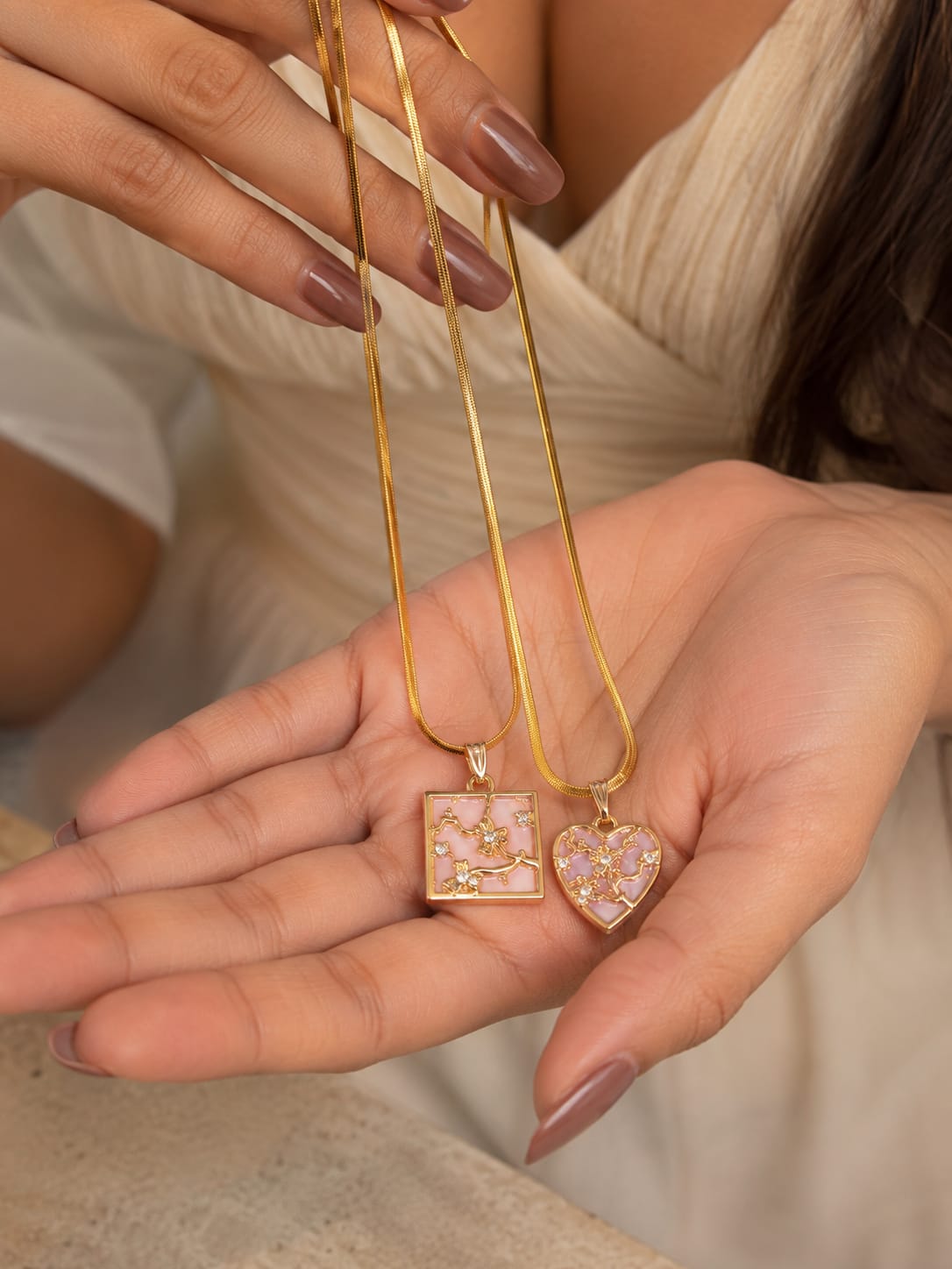Floral Pink Pendant Set