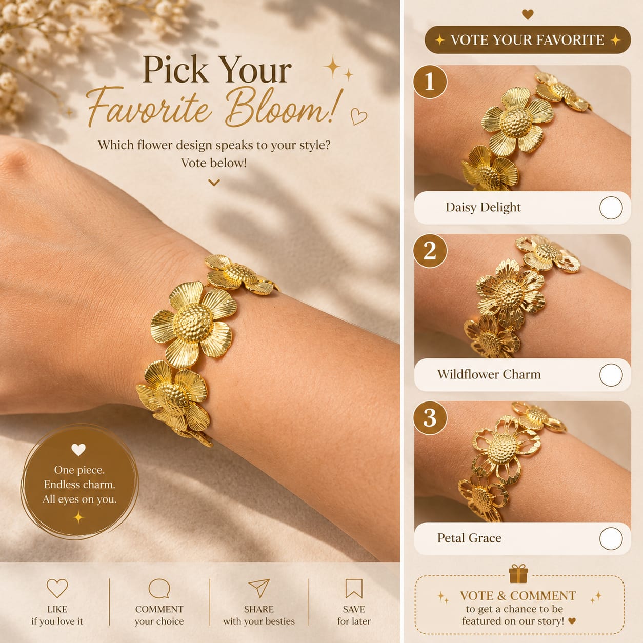 Flower motif bracelet