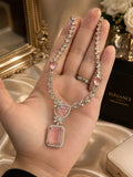Silver Vintage Blush jewelry set