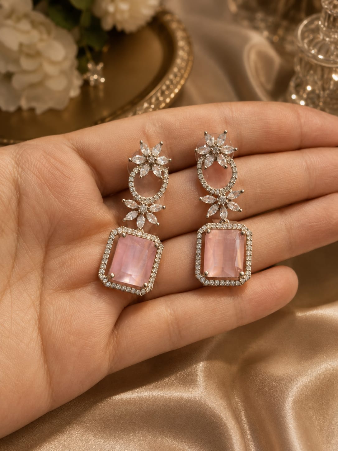 Silver Vintage Blush jewelry set